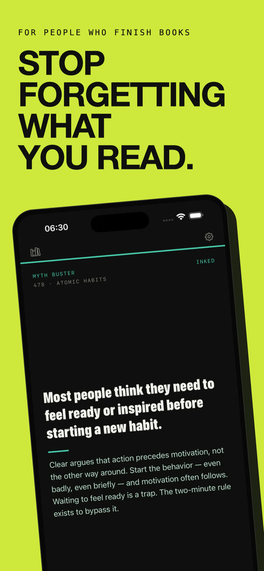 Kern flashcard from Atomic Habits — spaced repetition card that helps you stop forgetting what you read