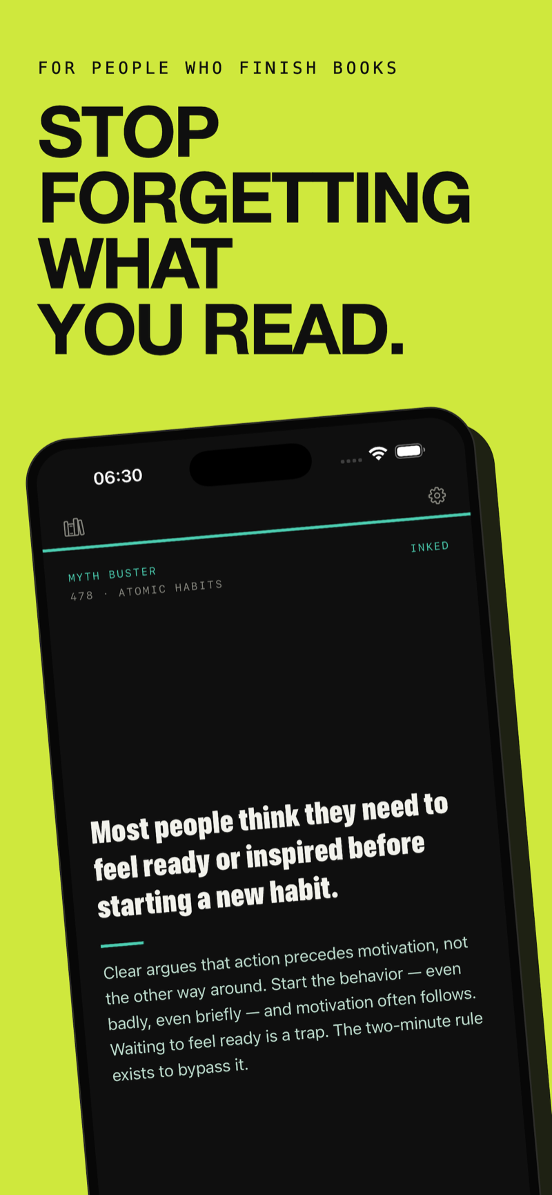 Kern hero screenshot — stop forgetting what you read